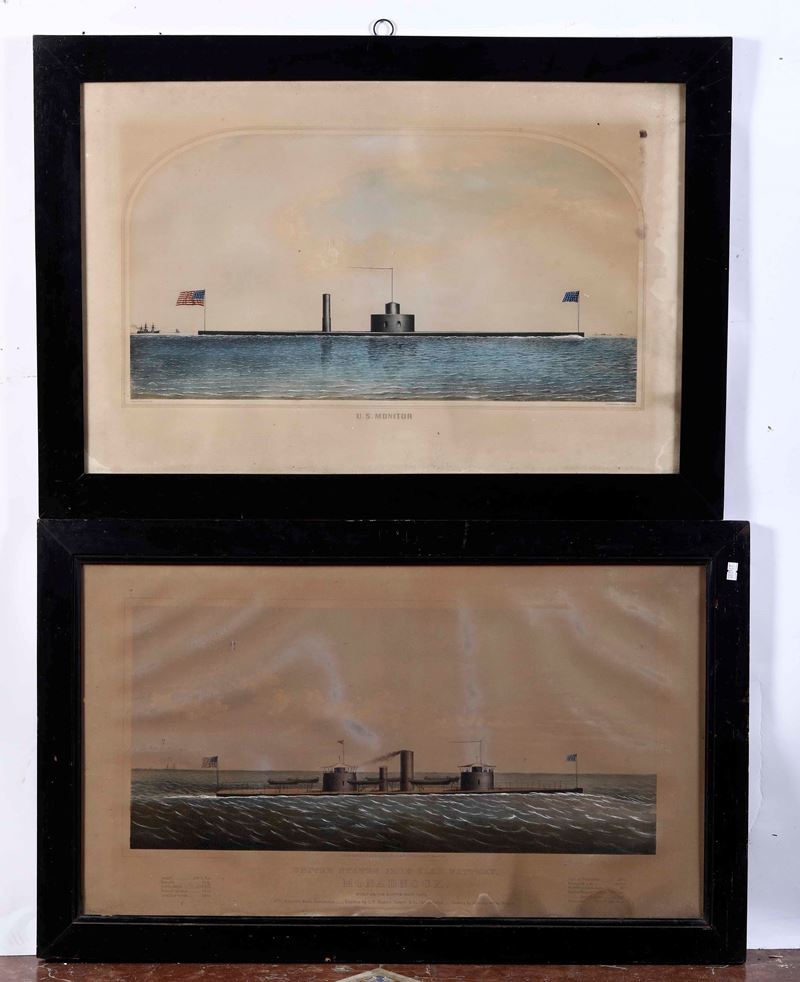 Coppia di stampe americane con sottomarini  - Auction Antique - Cambi Casa d'Aste