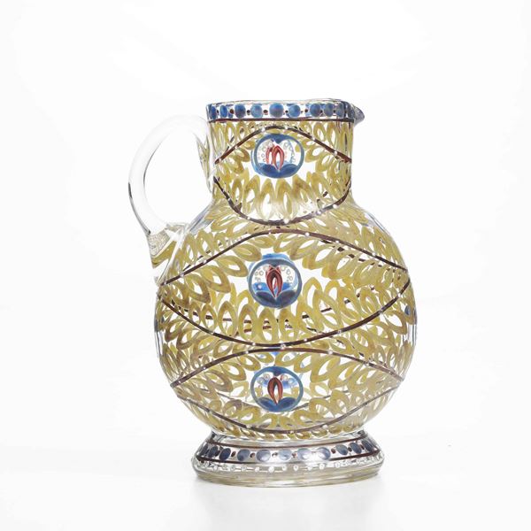 Piccola brocca in vetro smaltato, Venezia XIX-XX secolo