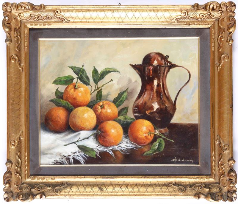 Ines Dobrilovich : Natura morta con frutta  - olio su cartoncino - Auction 19th and 20th Century Paintings - Cambi Casa d'Aste