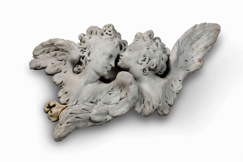 Coppia di cherubini. Marmo bianco. Scultore barocco italiano del XVII-XVIII secolo  - Asta Scultura e Oggetti d'Arte - Cambi Casa d'Aste