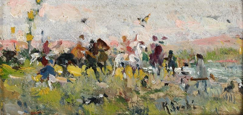 Raffaello Sorbi : Scena di caccia  - olio su tavola - Auction 19th and 20th Century Paintings - Cambi Casa d'Aste