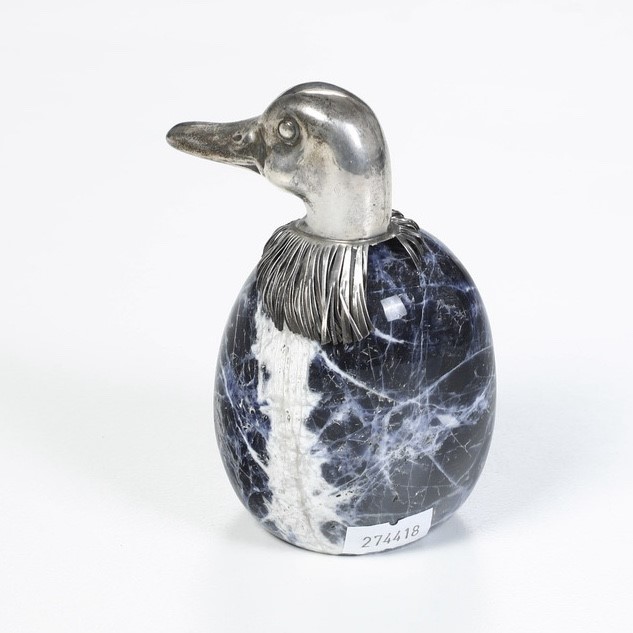 Papera decorativa in argento e saldellite, Italia, XX-XXI secolo
