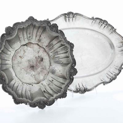 Vassoio e Bacile. Argenteria Milanese della Prima Metà del XX Secolo; Bacile Argentiere Fassi Arn...