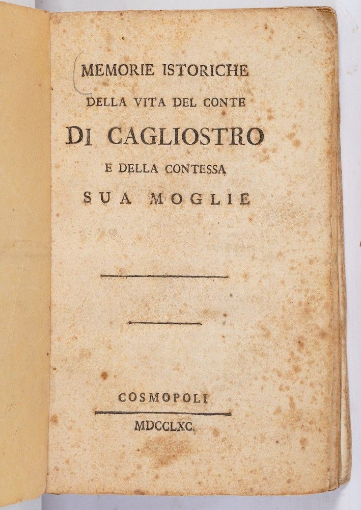 Cagliostro (Giuseppe Balsamo  - Auction Old and Rare Books. Envravings - Cambi Casa d'Aste