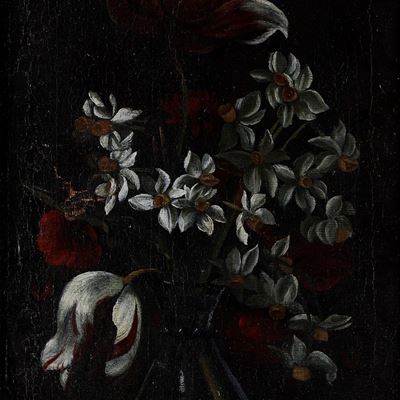 Scuola del XVII Secolo Natura Morta con Vaso di Fiori
