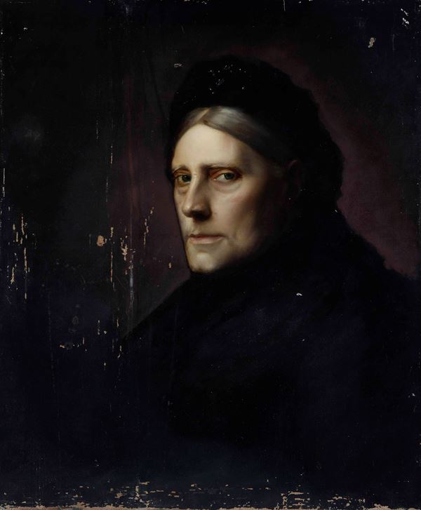 Pittore del XIX secolo Ritratto di donna in nero