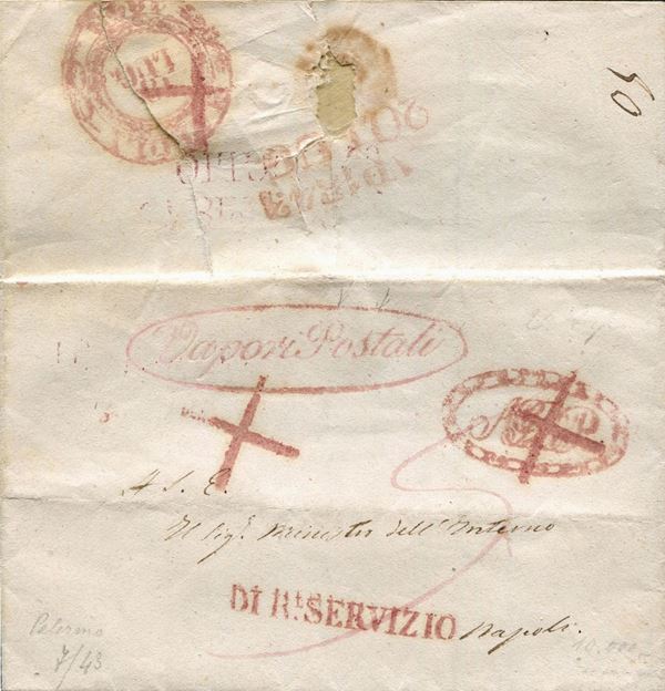 Lettera da Palermo del 17 luglio 1843 per il Ministro dell’Interno a Napoli scritta dall’Aeronauta Antonio Comaschi (1805-1845).