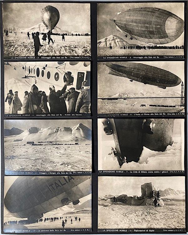 1928, Spedizione Nobile: nove cartoline fotografiche nuove della serie “ED. A. TRALDI – MILANO”