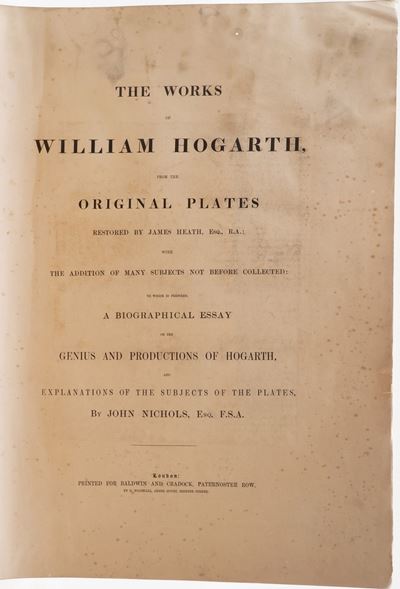 William Hogart Raccolta di Incisioni. Fine Sec. XVIII - Inizio Sec. XIX.