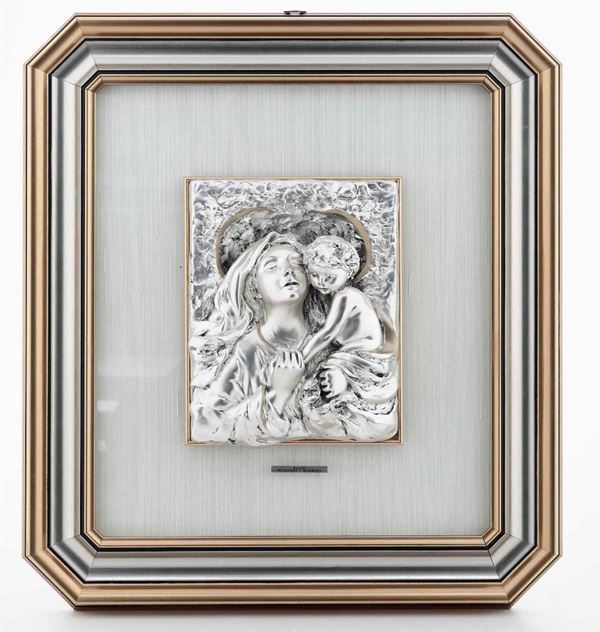 Paolo Rossini. Altorilievo in argento raffigurante Madonna con Bambino
