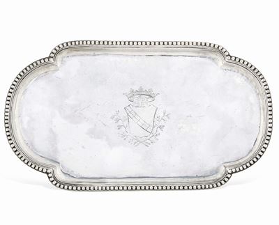 Vassoio Porta Posta. Argento Fuso, Sagomato e Cesellato. Roma Ultimo Ventennio del XVIII Secolo. ...