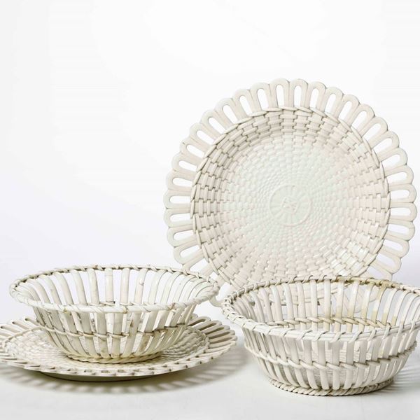 Due cestini con sottopiatto Inghilterra, Manifattura di Wedgwood, XIX secolo