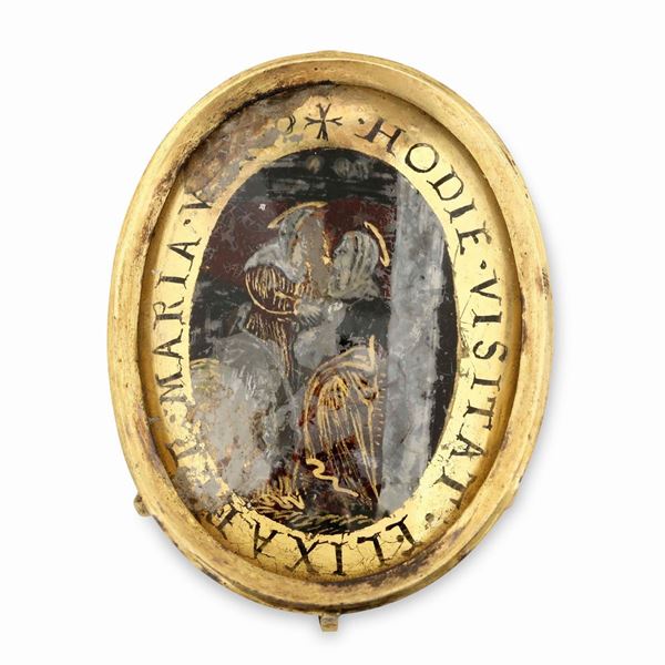 La Visitazione. Bronzo dorato e cristallo di Rocca e vetro dipinto. Oreficeria lombarda rinascimentale, XVI secolo