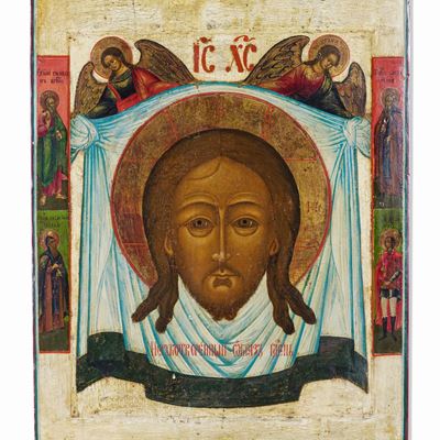 Icona Raffigurante Mandylion. Arte Russa del XIX Secolo