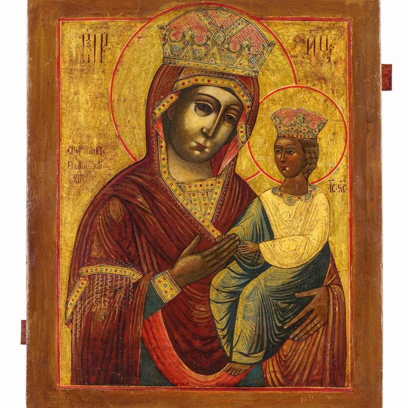 An icon of the Virgin Hodegetria, Russia, 17/1800s  - Auction Collectors' Silvers - I - Cambi Casa d'Aste