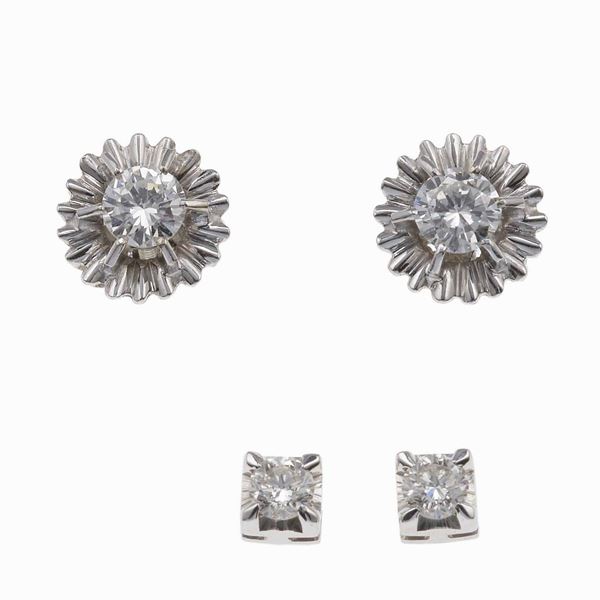 Two pairs of diamond earrings