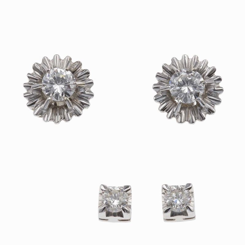Two pairs of diamond earrings  - Auction Jewels - Cambi Casa d'Aste