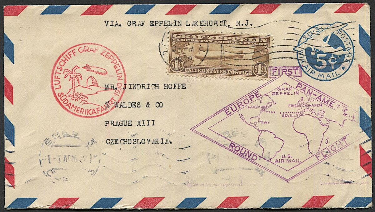 1930, Stati Uniti, P.a. Zeppelin, i Tre Valori Emessi