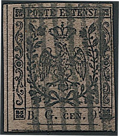 1853, Modena, Segnatasse per Giornali, 9 Cent. Violetto Grigio