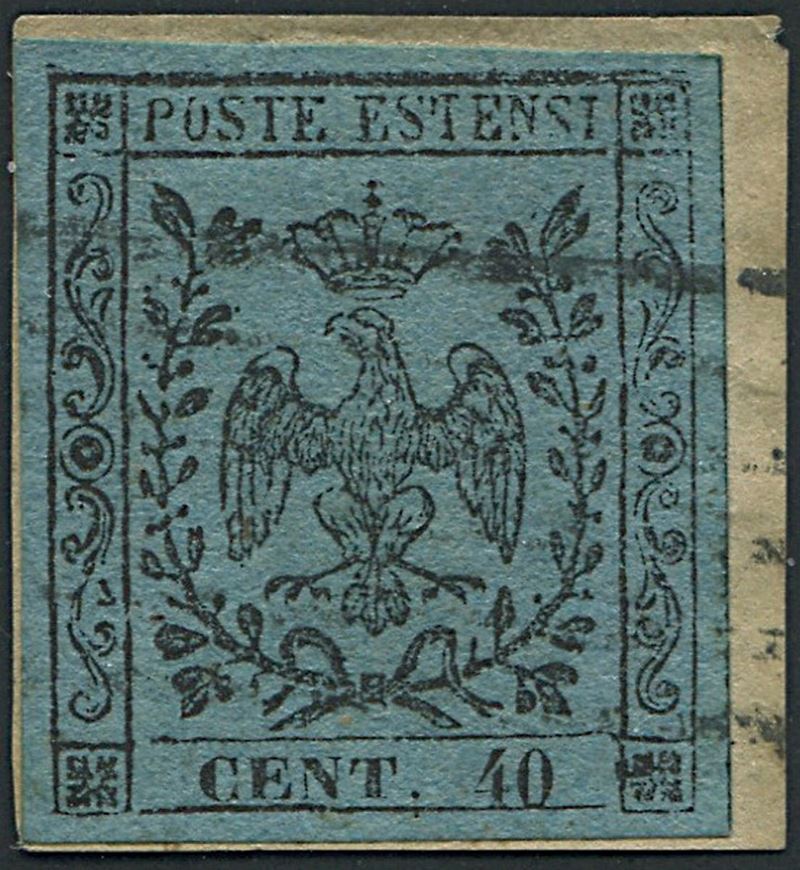1852, Modena, 40 cent. celeste (S. 5)  - Auction Philately and Postal History - Cambi Casa d'Aste