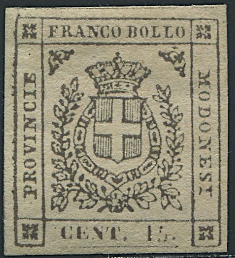 1859, Modena, Gov. Provvisorio, 15 cent. grigio nero (S. 14b),  - Asta Filatelia e Storia Postale - Cambi Casa d'Aste