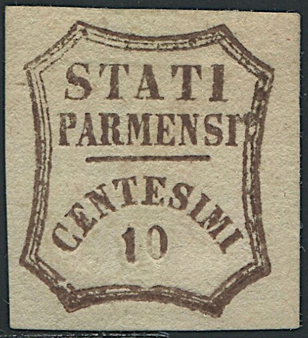 1859, Parma, Gov. Provvisorio, 10 cent. bruno (S. 14)