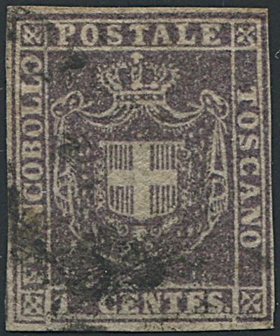 1860, Toscana, Governo Provvisorio, 1 Cent. Violetto Bruno
