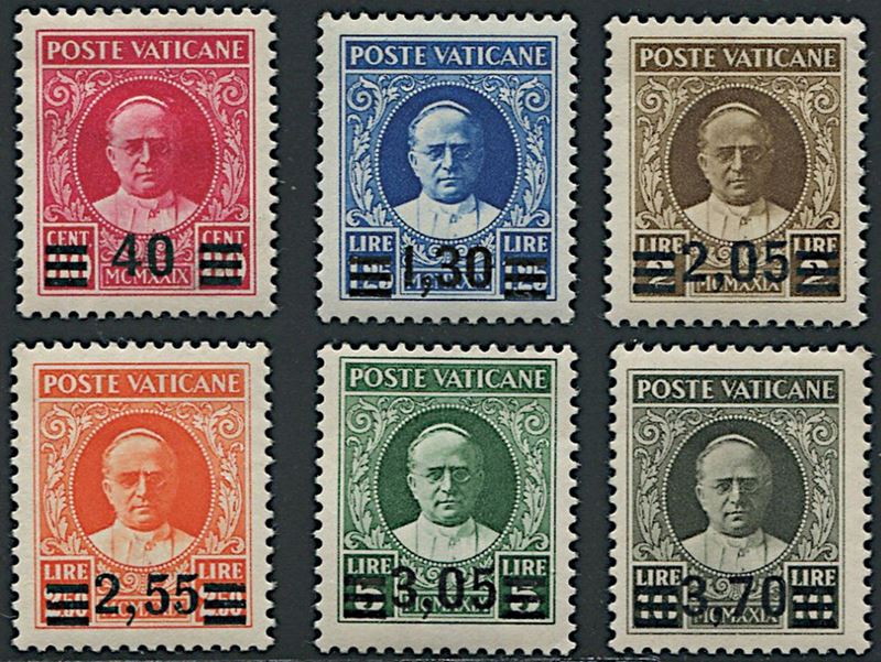 1934, Vaticano, "Provvisoria, serie di 6 valori (S. 35/40)  - Auction Philately and Postal History - Cambi Casa d'Aste