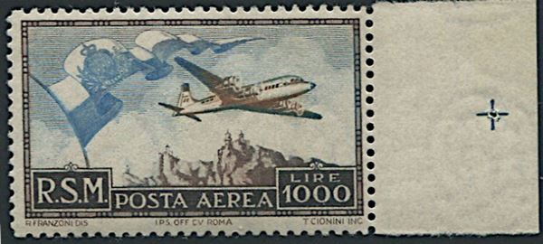 1951, San Marino, "Bandierone", lire 1000 (S.99)