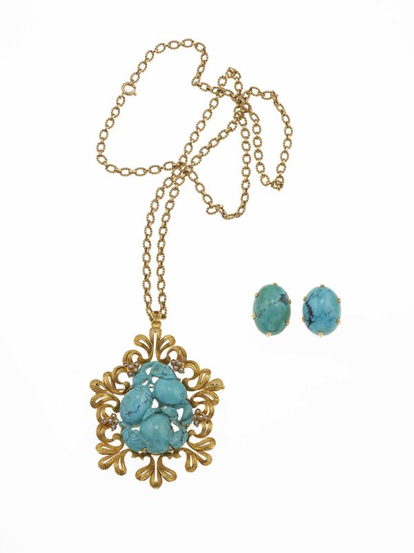 Pendente ed orecchini con turchesi