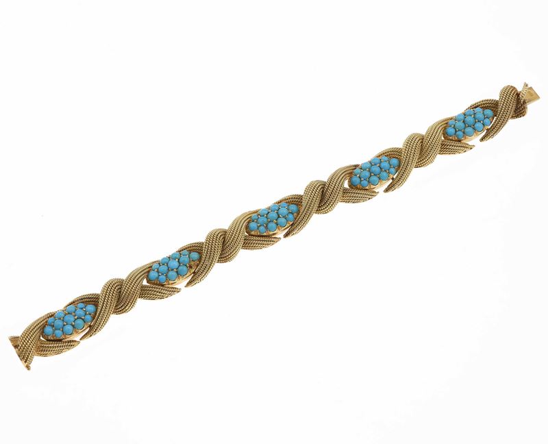 Turquoise and gold bracelet  - Auction Fine Jewels - Cambi Casa d'Aste