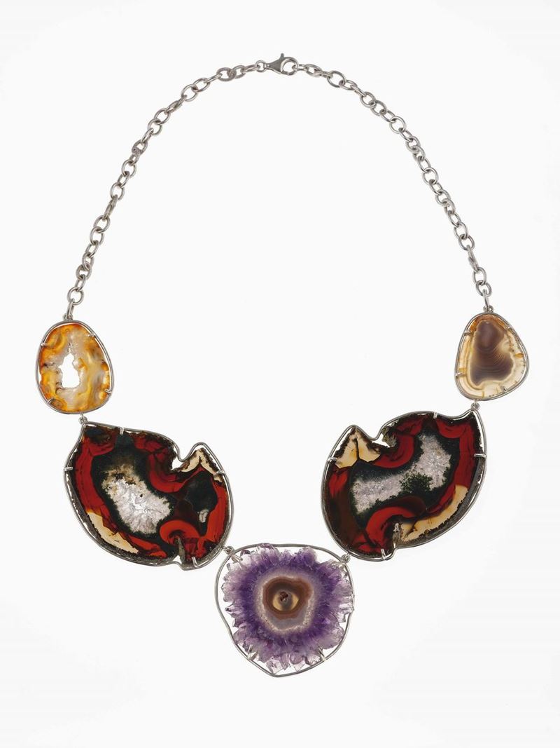 Agate and silver necklace  - Auction Jewels - Cambi Casa d'Aste