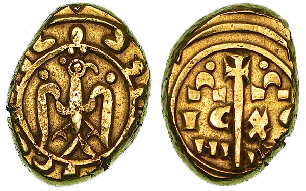 SICILIA. FEDERICO II DI SVEVIA (IMPERATORE E RE DI SICILIA), 1197-1250. Multiplo di Tarì, anni 1209-1220.