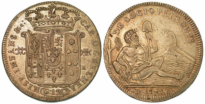 NAPOLI. CARLO DI BORBONE, 1734-1759. Piastra da 120 Grana 1749.  - Asta Numismatica - I - Cambi Casa d'Aste