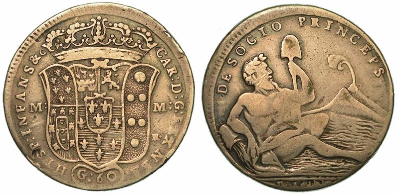 NAPOLI. CARLO DI BORBONE, 1734-1759. Mezza Piastra da 60 Grana (1748 data non leggibile).  - Auction Numismatics - I - Cambi Casa d'Aste
