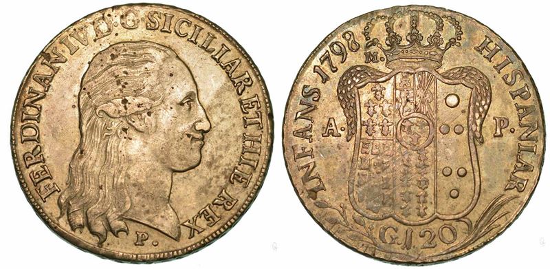 NAPOLI. FERDINANDO IV DI BORBONE, 1759-1799. Piastra da 120 Grana 1798.  - Auction Numismatics - I - Cambi Casa d'Aste