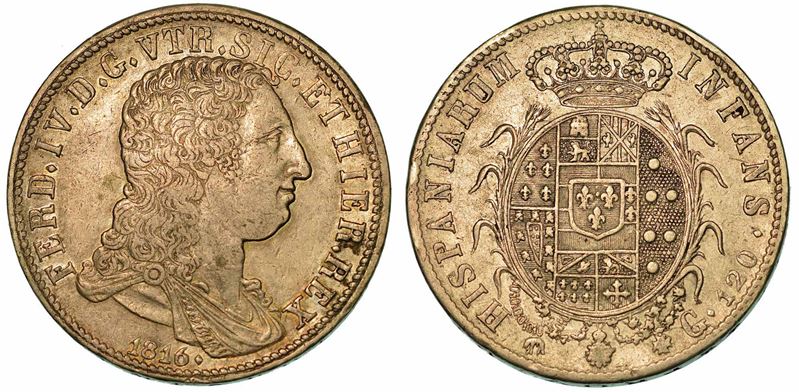 NAPOLI. FERDINANDO IV DI BORBONE, 1759-1816. Piastra da 120 Grana 1816.  - Auction Numismatics - I - Cambi Casa d'Aste