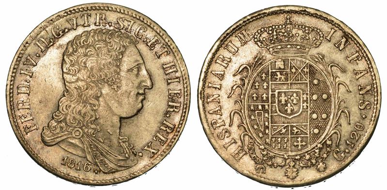 NAPOLI. FERDINANDO IV DI BORBONE, 1759-1816. Piastra da 120 Grana 1816.  - Asta Numismatica - I - Cambi Casa d'Aste