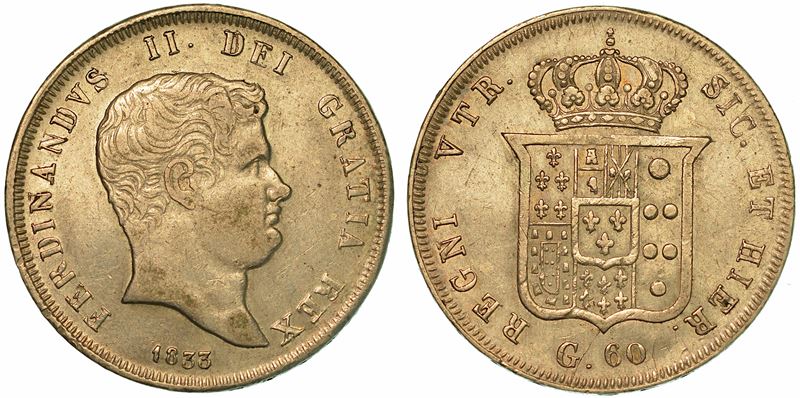 NAPOLI. FERDINANDO II DI BORBONE, 1830-1859. Mezza Piastra da 60 Grana 1833.  - Auction Numismatics - I - Cambi Casa d'Aste