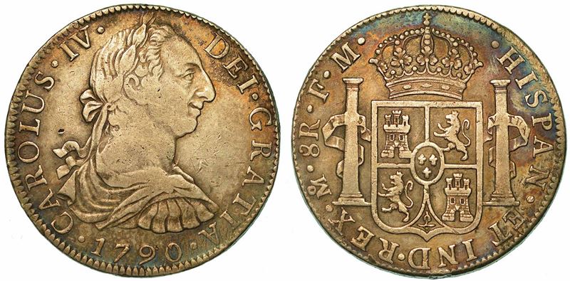 MESSICO. CARLOS IV, 1788-1808. 8 Reales 1790. Città del Messico.  - Auction Numismatics - I - Cambi Casa d'Aste