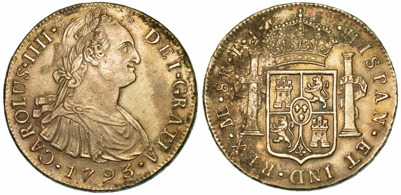 PERU'. CARLOS IV, 1788-1808. 8 Reales 1793. Lima.  - Asta Numismatica - I - Cambi Casa d'Aste