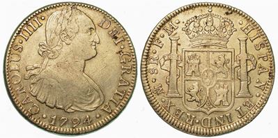 Messico. Carlos IV, 1788-1808. 8 Reales 1794. Città del Messico.
