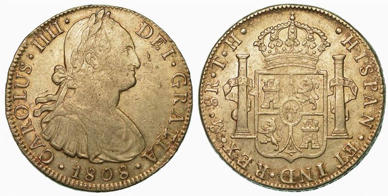 MESSICO. CARLOS IV, 1788-1808. 8 Reales 1808. Città del Messico.  - Asta Numismatica - I - Cambi Casa d'Aste