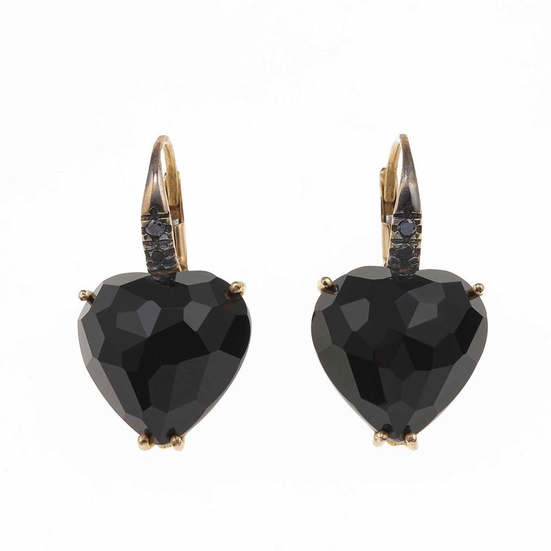 Pair of onix and diamond earrings  - Auction Jewels - Cambi Casa d'Aste