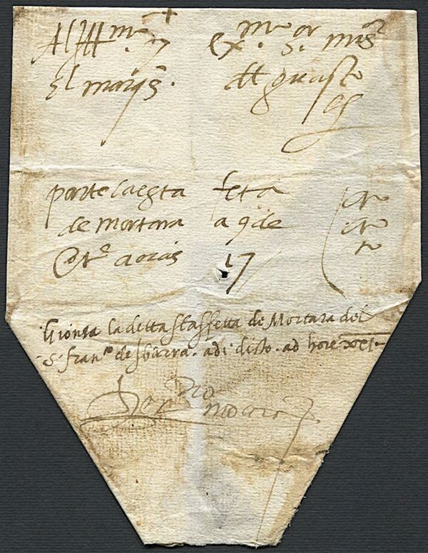 (1540), Sovracoperta di lettera da Mortara a Milano con indicazioni "Cito" ripetuti tre volte