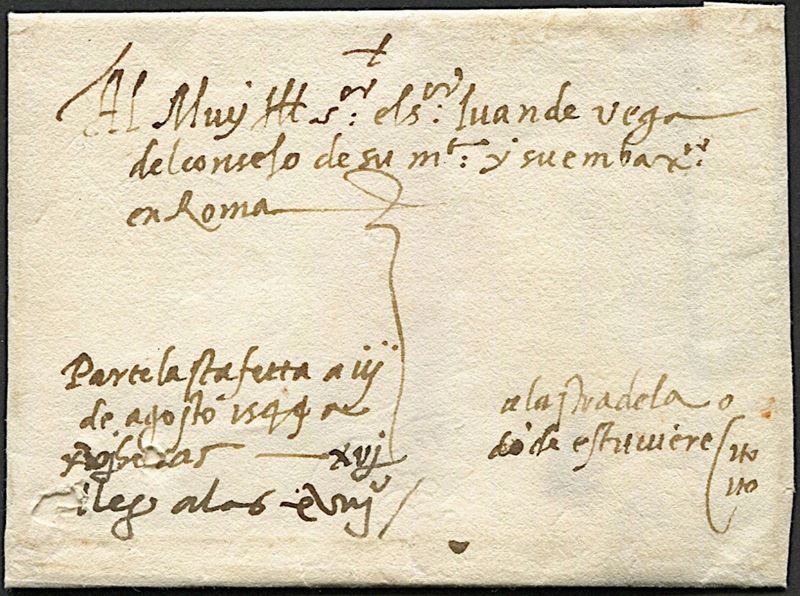 1544, Staffetta da Alessandria a Stradella del 3 agosto 1544  - Auction Philately and Postal History - Cambi Casa d'Aste