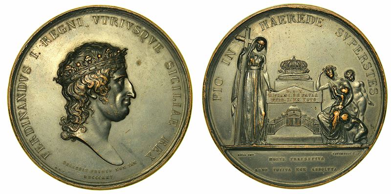 NAPOLI. FERDINANDO I DI BORBONE, 1816-1825. Medaglia in bronzo 1825. Morte di Ferdinando I.  - Asta Numismatica - I - Cambi Casa d'Aste
