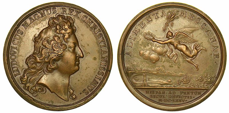 MESSINA. LOUIS XIV, 1643-1715. Medaglia in bronzo 1675. Soccorso a Messina.  - Asta Numismatica - I - Cambi Casa d'Aste
