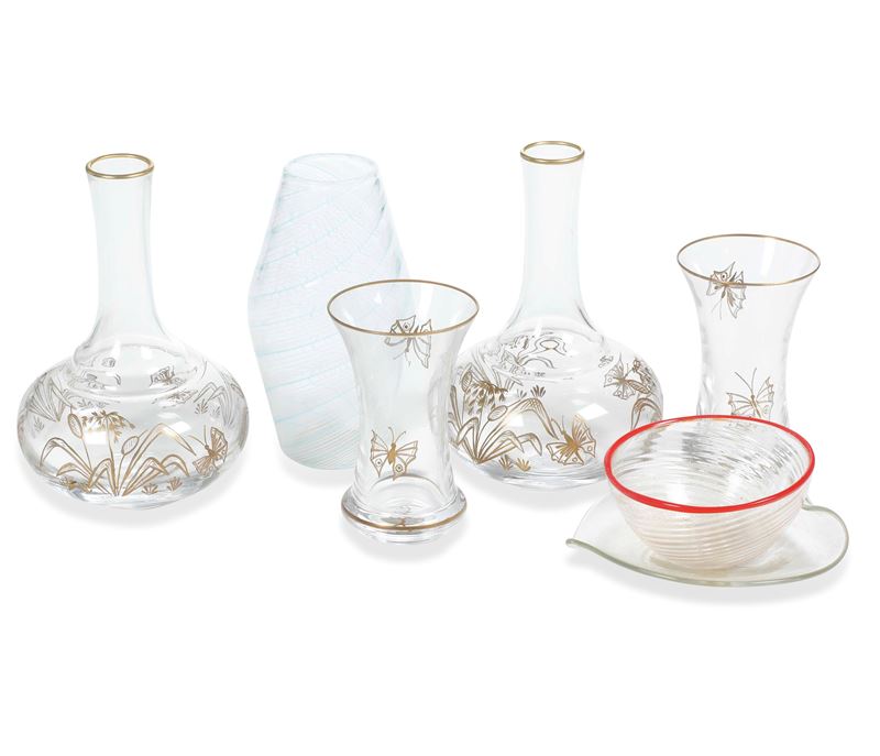 Lotto misto di vetri.  Murano e Boemia (?) XX secolo.  - Asta Ceramiche e vetri  - Cambi Casa d'Aste