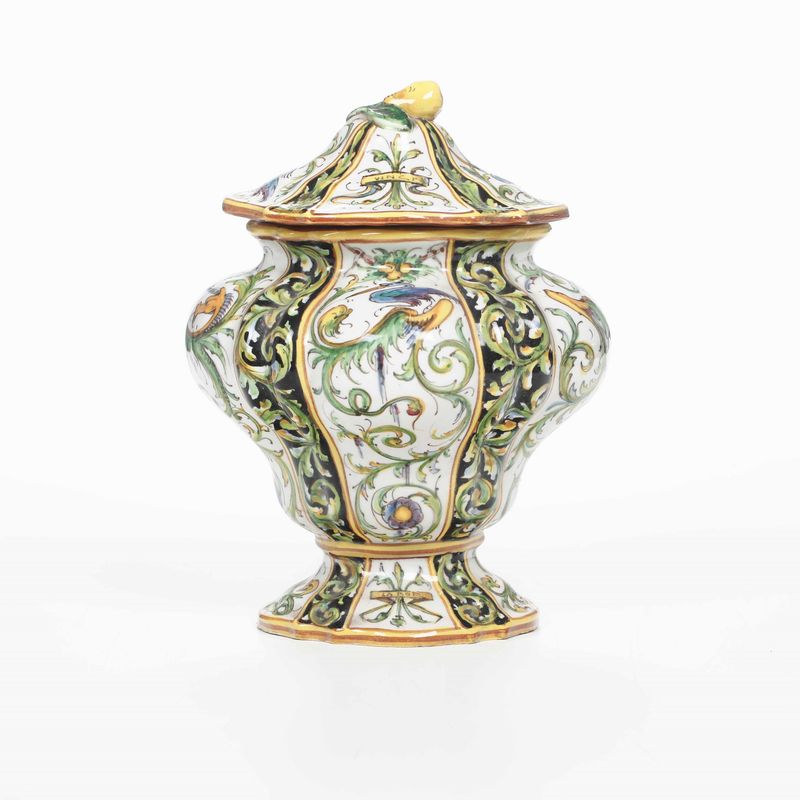 Raro Vaso con Coperchioisola Bella (lago Maggiore), Manifattura Borromeo, 1924-1930 Circa